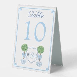 Preppy Topiary Baby Shower Luncheon Table Numbers
