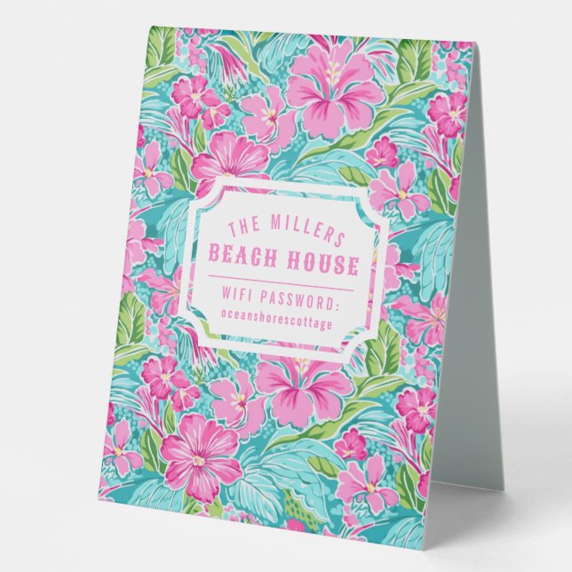 Preppy Tropical Hibiscus Flower Wifi Password (Front)
