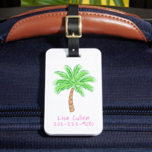 Preppy Tropical Palm Tree Custom Luggage Tag