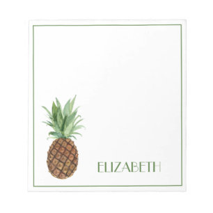 Preppy Tropical Pineapple Personalised Notepad