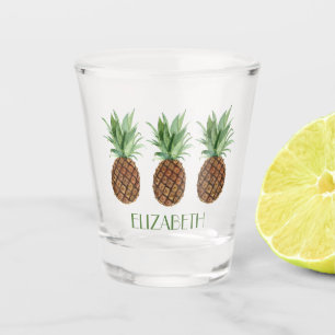 Preppy Tropical Pineapple Personalised Shot Glass