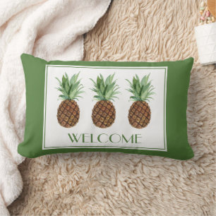 Preppy Tropical Pineapples Personalised Lumbar Cushion