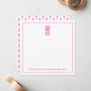 Preppy Tropical Pink Pineapple Personalised Card