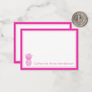 Preppy Tropical Pink Pineapple Personalised Card