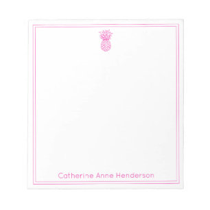 Preppy Tropical Pink Pineapple Personalised Notepad