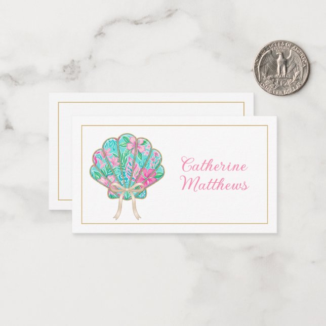 Preppy Tropical Seashell Personalised Card (Front/Back In Situ)