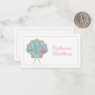 Preppy Tropical Seashell Personalized Card