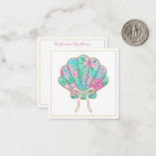 Preppy Tropical Seashell Personalized Card