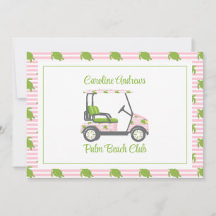 Preppy Turtles Palm Beach Golf Cart Personalized Thank You Card