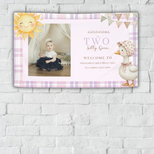 Preppy Two Silly Goose 2nd Birthday Photo Welcome Banner