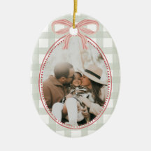Preppy Vintage Pink Bow Family Photo Christmas