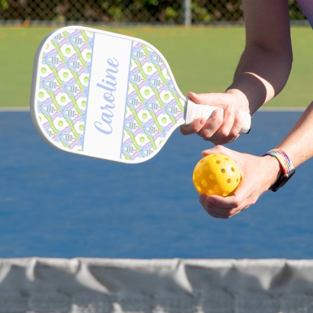 Preppy Watercolor Argyle Pickleball Paddles (Insitu)