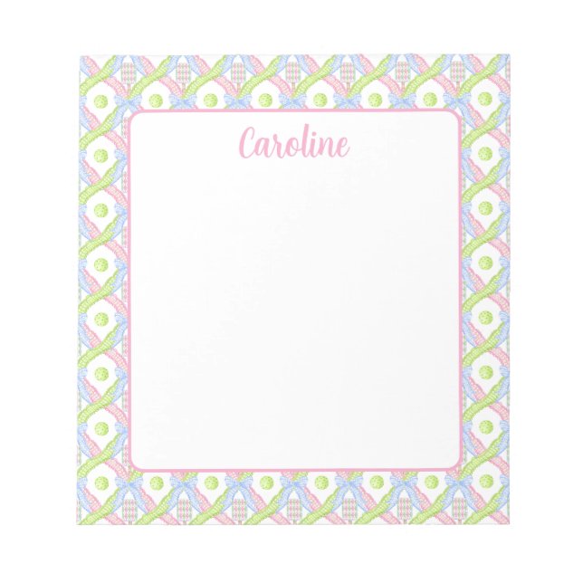 Preppy Watercolor Argyle Pickleball Paddles Notepad (Front)
