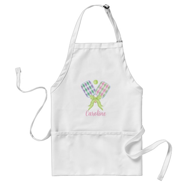 Preppy Watercolor Argyle Pickleball Paddles Standard Apron (Front)