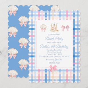 Preppy Watercolor Beach Party Invitation