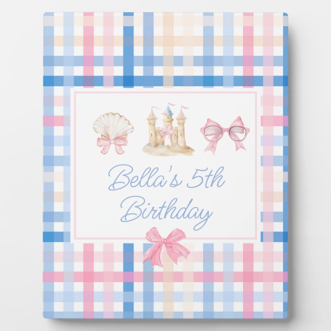 Preppy Watercolor Beach Party welcome sign Plaque (Front)