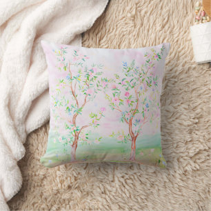 Preppy Watercolor chinoiserie floral Cushion
