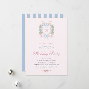 Preppy Watercolor Christmas Holiday Party Invite