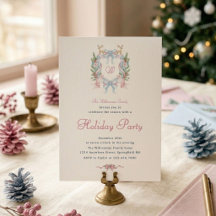 Preppy Watercolor Christmas Holiday Party Invite