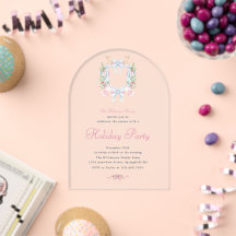 Preppy Watercolor Christmas Holiday Party Invite