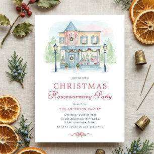 Preppy Watercolor Christmas Housewarming Invite