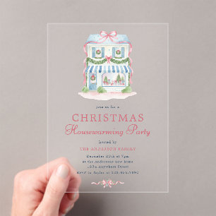 Preppy Watercolor Christmas Housewarming Invite Acrylic Invitations