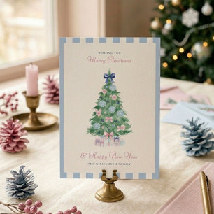 Preppy Watercolor Christmas Tree Non Photo Holiday Card