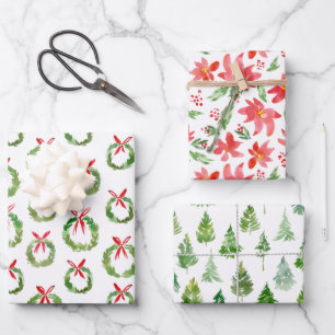 Preppy Watercolor Christmas Wrapping Paper Sheet