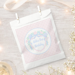Preppy Watercolor Crest First Birthday Favour Bags