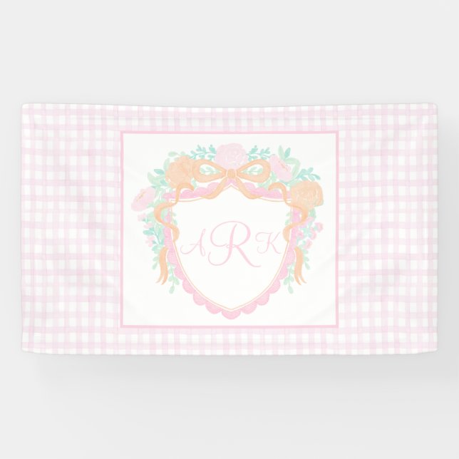 Preppy Watercolor Fall Crest Birthday vinyl banner (Horizontal)