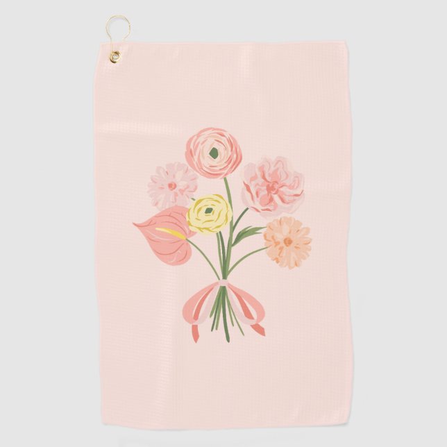 Preppy watercolor floral bouquet  golf towel (Front)