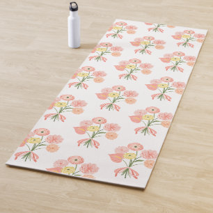 Preppy watercolor floral bouquet yoga mat