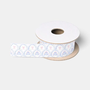 Preppy watercolor floral bows grandmillennial satin ribbon