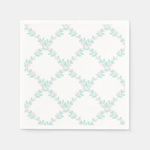 Preppy Watercolor Floral Gingham Birthday  Napkin