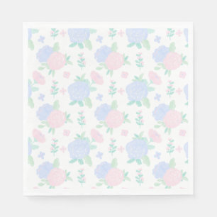 Preppy Watercolor Floral Gingham Birthday  Napkin