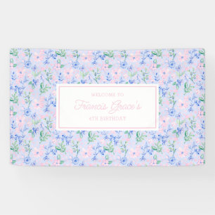 Preppy Watercolor Flowers Editable Banner