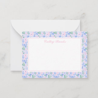 Preppy watercolor flowers Personalized Stationery Card