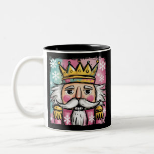 Preppy Watercolor Nutcracker Santa Christmas Girly Two-Tone Coffee Mug
