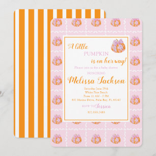 Preppy watercolor pumpkin baby shower invitation