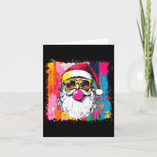 Preppy Watercolor Santa Bubble Gum Nk Sungles Chri Card