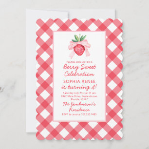 Preppy Watercolor Strawberries Berry Sweet Invitation