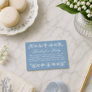 Preppy Wedgewood Blue Baby Shower Books for Baby Enclosure Card