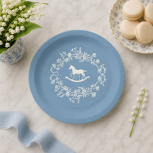 Preppy Wedgewood Blue Rocking Horse Baby Shower 