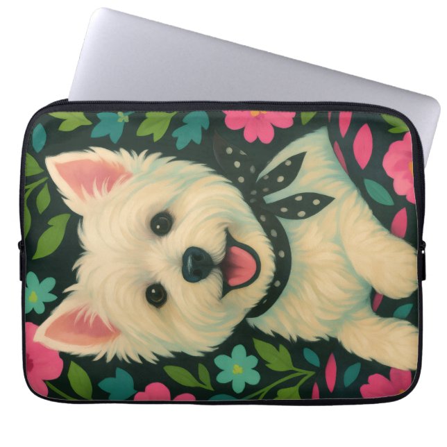 Preppy Westie Laptop Sleeve (Front)