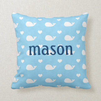 Preppy Whale Baby Boy Blue Pillow