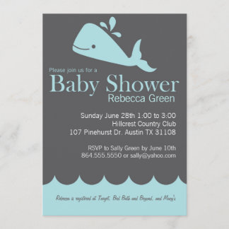 Preppy Whale Baby Shower Invitation