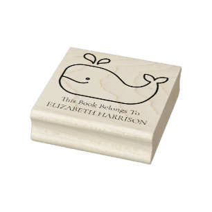 Preppy Whale Personalised Rubber Stamp