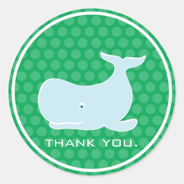 Preppy Whale - Thank You Classic Round Sticker (Front)
