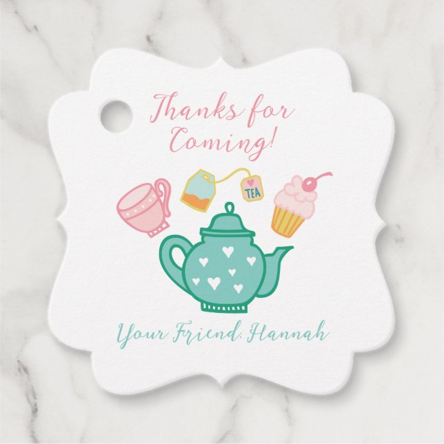 Preppy Whimsical Tea Party  Favour Tags (Front)