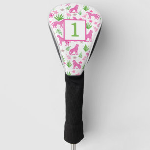Preppy White Cheetah Custom Number Golf Head Cover
